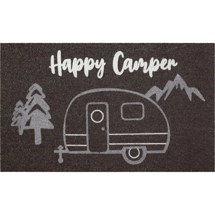 Wecon home Fußmatte Happy Camper, rechteckig, Höhe: 18 mm, rutschfest, robust, innen, Außenbereiche überdacht, schwer
