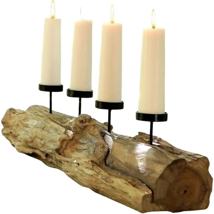 Natürlicher Kerzenhalter BRANCH 70cm Teakholz Advent Kerzen Tischdeko Kerzenständer – Bild 4