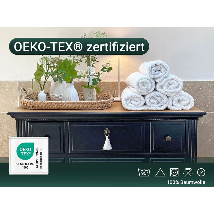 ZOLLNER 10er Set Handtücher 50x100 cm Baumwolle 450 g/qm weiß – Bild 3