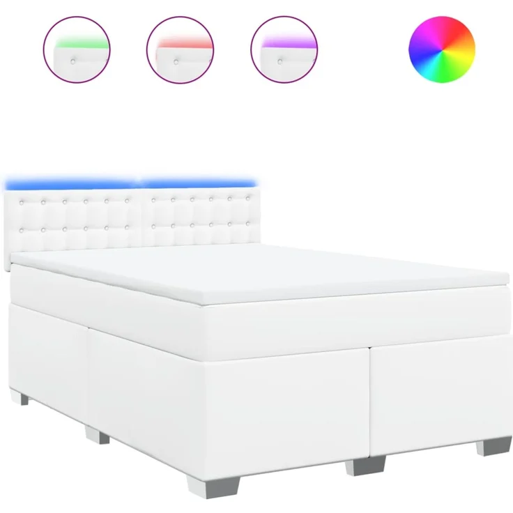 vidaXL Boxspringbett mit Matratze Weiß 140x200 cm Kunstleder – Bild 2