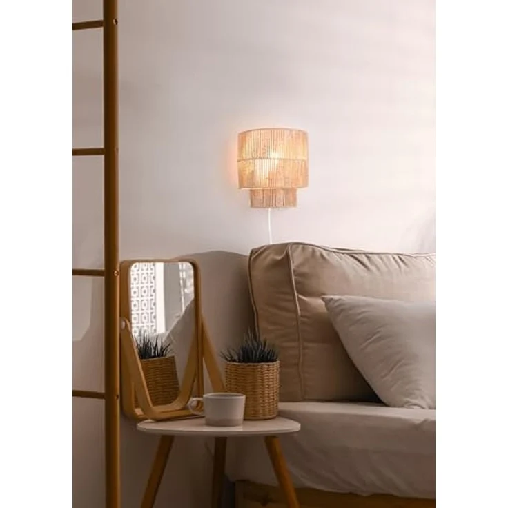 Wandleuchte SATNA aus Papiergarn mit Stecker und Schalter, Höhe 24cm – Bild 6