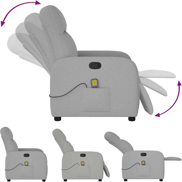 vidaXL Massagesessel Wolkengrau Stoff 4015541 – Bild 6