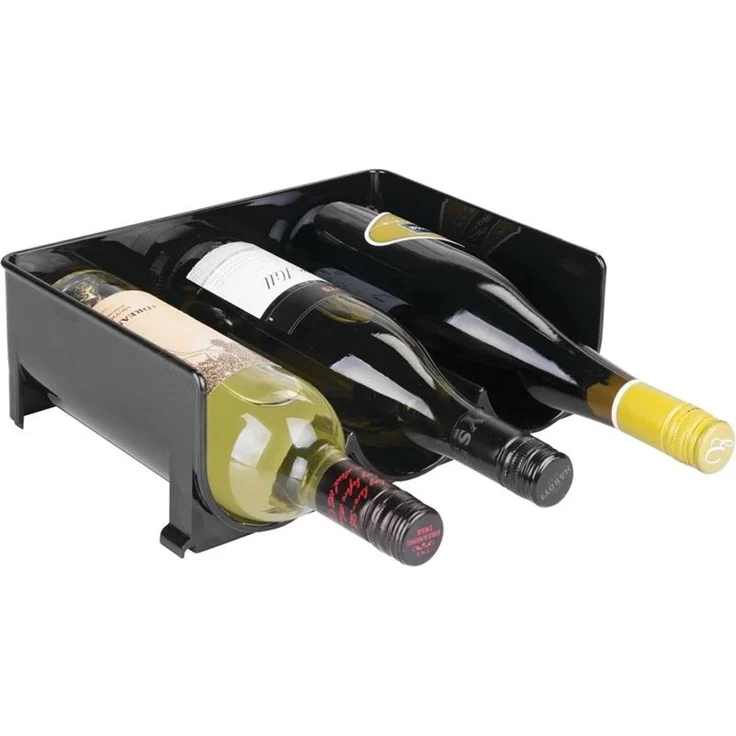 mDesign Weinregal Weinhalter Flaschenregal 4er Set stapelbar Kunststoff Schwarz – Bild 4