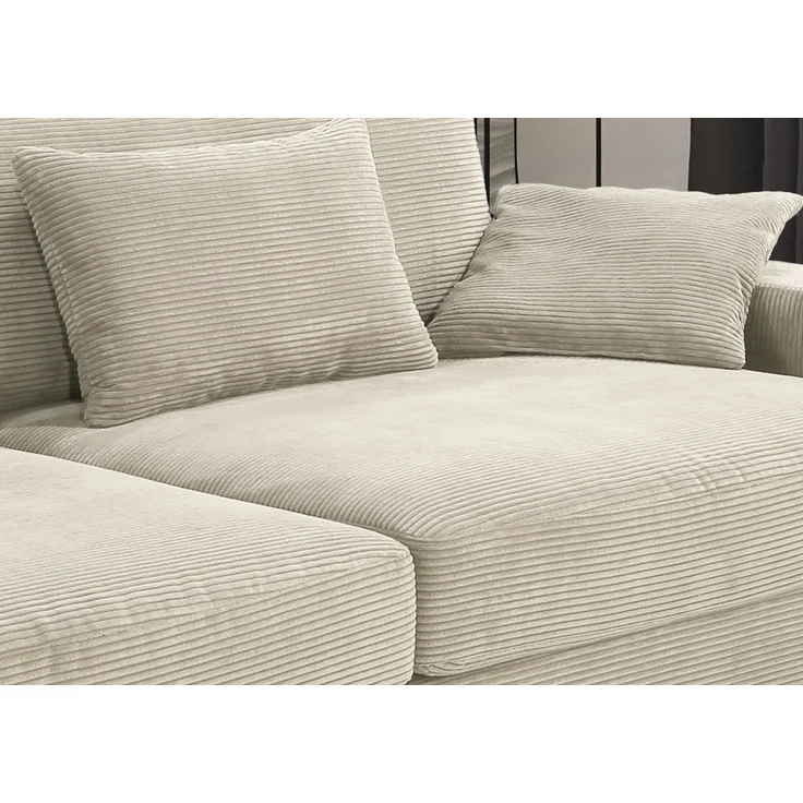 Big-Sofa 290cm breit Federkern Polsterung Lounge Couch extratief Cord Beige Grau – Bild 5