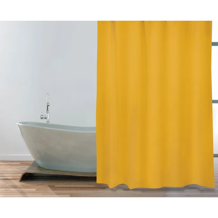 MSV Premium Anti-Schimmel Textil Duschvorhang - Anti-Bakteriell, waschbar, 100% wasserdicht - Polyester, „Safran Gelb“ 180x200cm