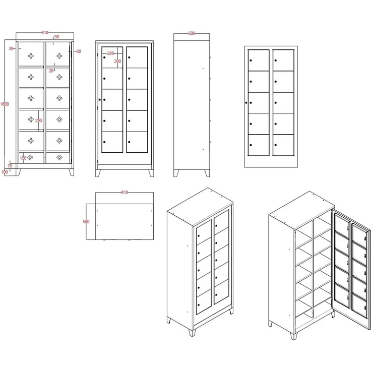 Wäscheverteilerschrank 10 türig Lichtgrau – Bild 7