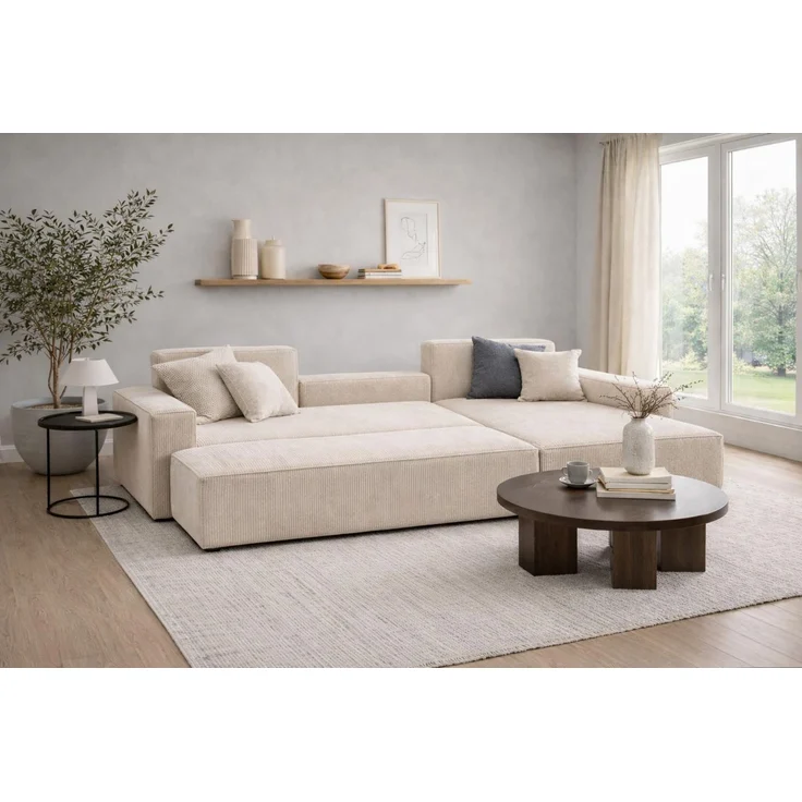 KRISAN MÖBEL Ecksofa EDEN in Beige 235 x 75 x 144 cm, modernes Ecksofa mit Schlaffunktion Links und Rechts montierbar – Bild 6