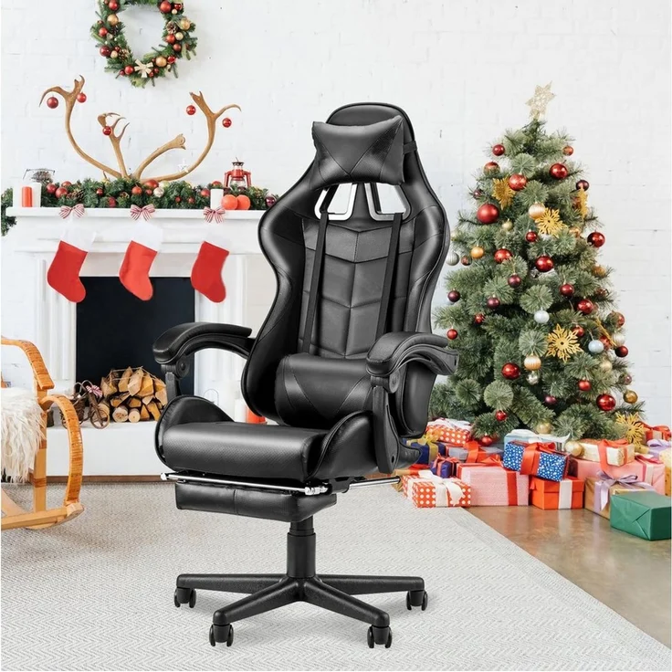 Ferghana Gaming-Stuhl Gaming Sessel mit Fußstütze,Kopfstütze,MassageLendenkissen (Packung), Ergonomisch Gaming Stuhl für Gamer YouTube Livestreaming Xbox – Bild 5