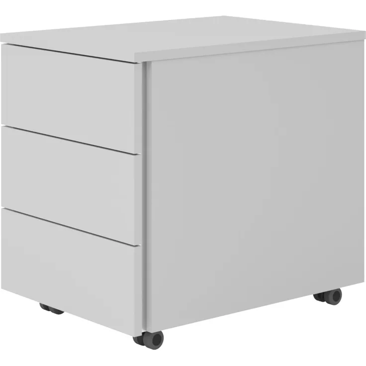 bümö lite Rollcontainer mit Schubladen, Container aus Holz in grau - Rollwagen für's Büro als Schreibtisch Unterschrank, Bürocontainer od. Schreibtischcontainer mit Seitengriff, LC30-5-5-GL