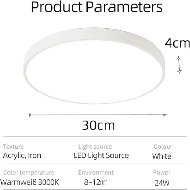 Natsen Deckenleuchte Runde LED Deckenlampe, 96W, Voll dimmbar, Warmweiß bis Kaltweiß, Schlafzimmer Lampe Küchenlampe 50x50x5 cm,Weiß – Bild 7