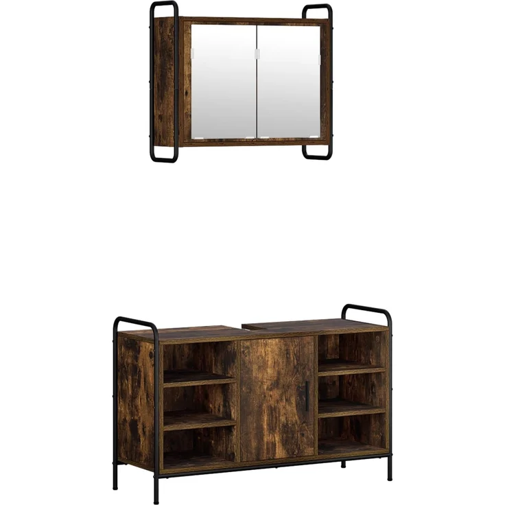 vidaXL Badezimmerschrank-Set 2 stk. Räuchereiche 65,5 x 34 x 61 cm 3444491 – Bild 2