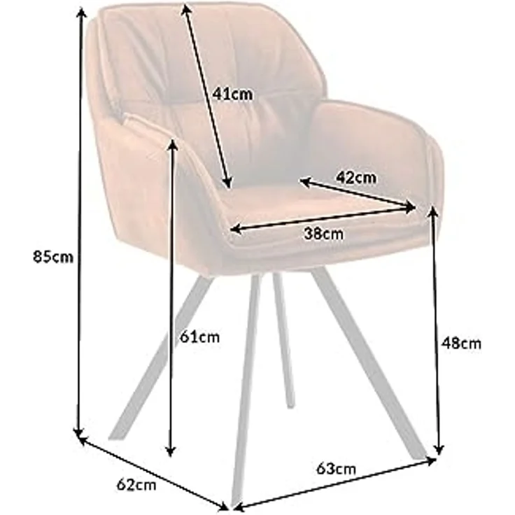 riess-ambiente Armlehnstuhl MR. LOUNGER hellbraun, Esszimmer · Microfaser · Metall · mit Armlehne · 180° drehbar · Retro – Bild 3