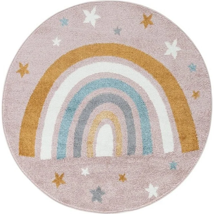 Jimri Kinderteppich DOT´S Teppiche für Kinderzimmer, Kinderzimmerteppich, Teppich, Rund, Regenbogen – Bild 4