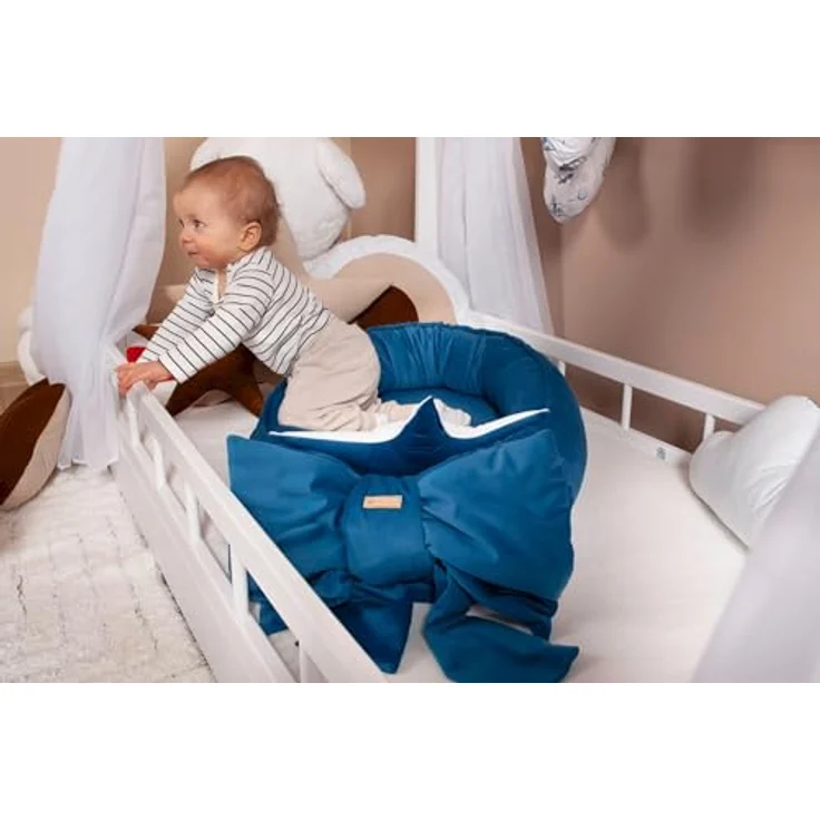 Kuschelnest Babynest Babynestchen Nestchen Reisebett Wickelauflage mit Schleife (Farbe: cappuccinofarben) – Bild 10