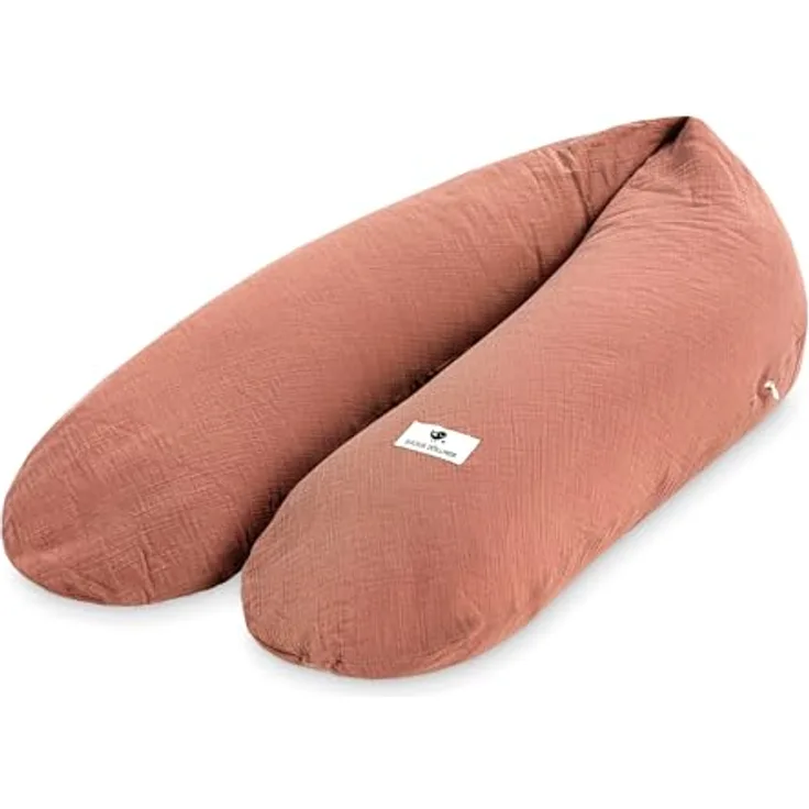 Julius Zöllner Stillkissen Mikroperlen-Füllung, 190 cm mit Bezug aus 100% Baumwollmusselin, Farbe Dune