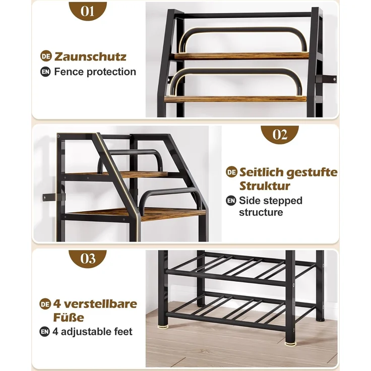 Yorbay Weinregal aus Holz &Metal,Weinregal Stehend mit Flaschenablage, 6-stufiges, Barregal für Whisky und Spirituosen, zur Präsentation – Bild 5