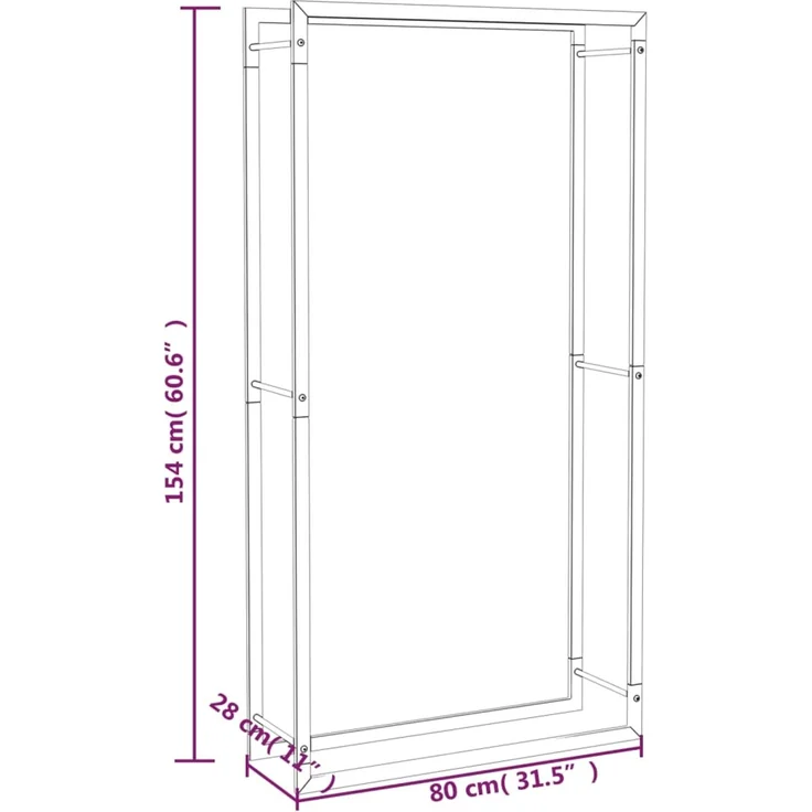 vidaXL Brennholzregal Mattschwarz 80 x 28 x 154 cm Stahl 350308 – Bild 6