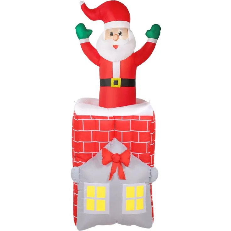 Outsunny Aufblasbare Weihnachtsdeko, Polyester, Mehrfarbig, 80L x 90B x 210H cm