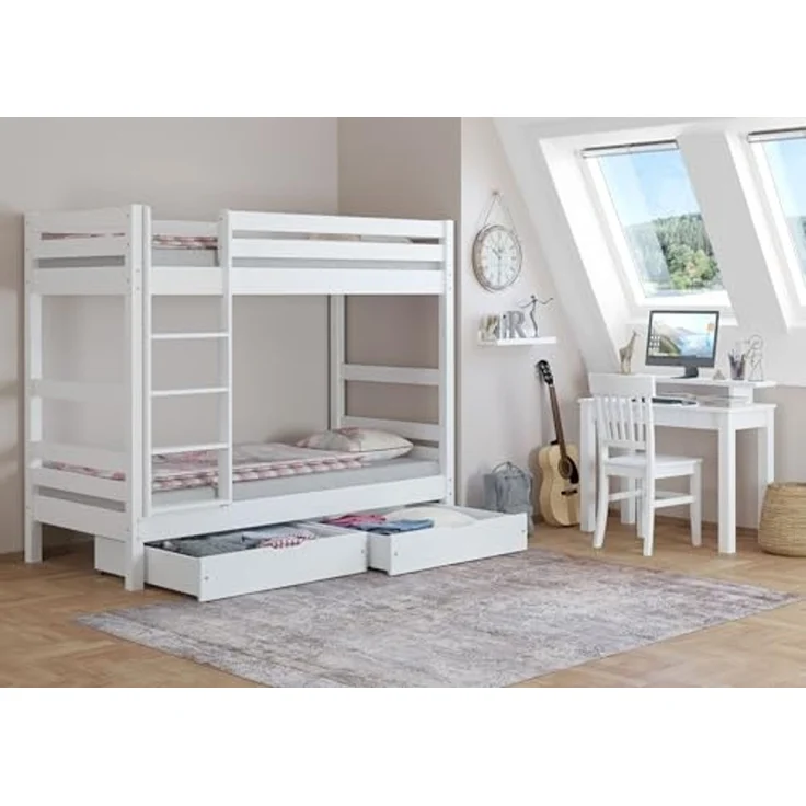 Weißer zweiteiliger Bettkasten aus Buche als Staukasten für unsere Betten - Buche weiß 90.10-BS37W – Bild 5