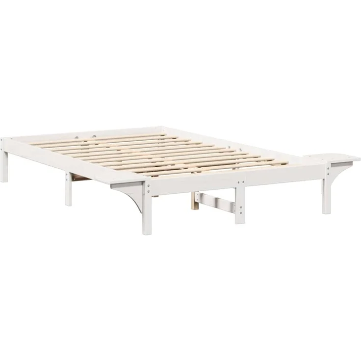 vidaXL Bettrahmen Weiß 140 x 190 cm Massives Kiefernholz 873194 – Bild 7