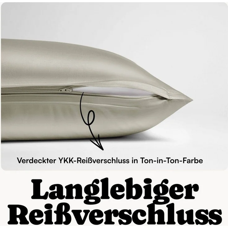 Seralino Bettwäsche Mako Satin Bettwäsche (100% Bio Baumwolle) mit Kissenbezug, 3 teilig, Fairtrade/ GOTS zertifiziert, uni Bettwäsche Set mit Reißverschluss – Bild 4