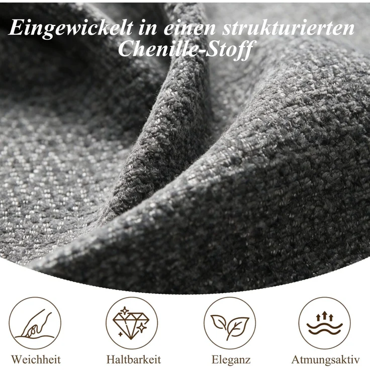 Polsterbett mit LED-Beleuchtung und Stauraum, 180x200 cm, gepolsterter Kopfteil, Doppelbett, Stauraumbett, Chenille – Bild 6