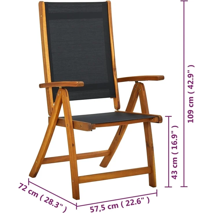 vidaXL Gartenstühle 4 Stk. Klappbar Massivholz Akazie und Textilene 3120454 – Bild 7