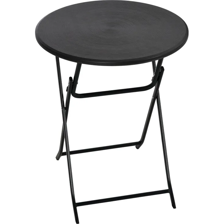 Außen-Couchtisch für 2 Personen, runder Gartentisch mit Stahlgestell, Ø 60 x 73H cm, dunkelgrau