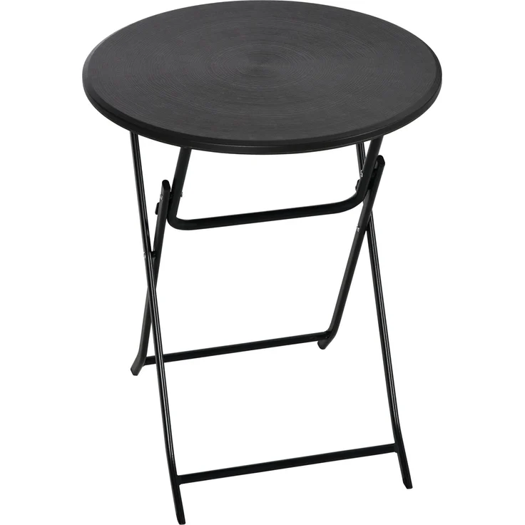 Außen-Couchtisch für 2 Personen, runder Gartentisch mit Stahlgestell, Ø 60 x 73H cm, dunkelgrau – Bild 1