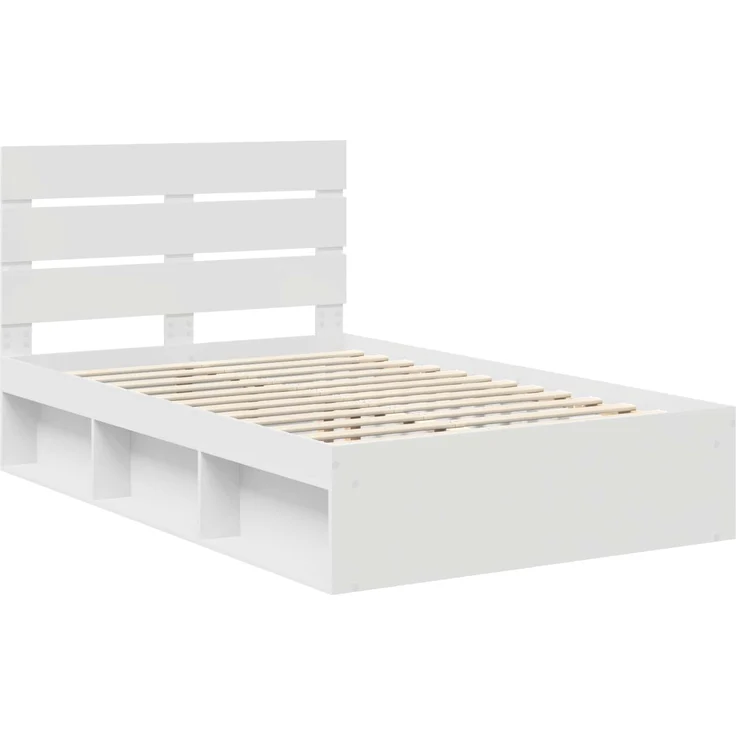vidaXL Bettrahmen mit Kopfteil Weiß 120 x 200 cm Massives Kiefernholz 3411760 – Bild 3
