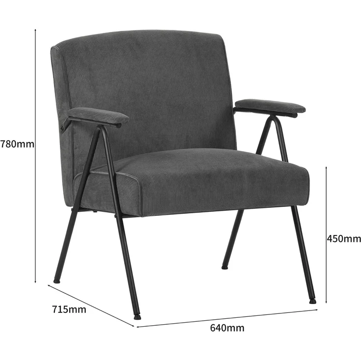 Albatros Designer Vintage Sessel Stanford, hochwertiger Cord Stoff Bezug in Grau, sehr bequeme S-Federn, Relaxsessel Loungesessel für Wohnzimmer, Schlafzimmer oder als Fernsehsessel – Bild 4