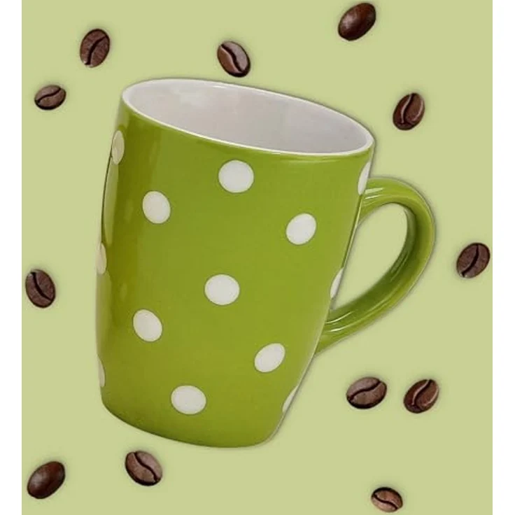 matches21 HOME & HOBBY Tasse Schönes Kaffeetassen 4er Set Keramik 250 ml, einfarbig gepunktet, 4-tlg, Keramik, Klassische Kaffee-Becher in blau rot gelb grün auch aus Teetassen – Bild 4