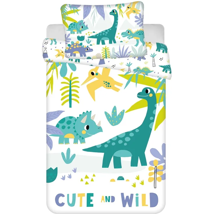 Dino Baby Bettwäsche Set 100x135 - 40x60 cm Baumwolle Kinderbettwäsche