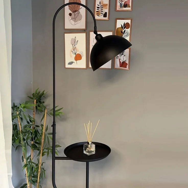 Bamyum Stehlampe Moderne Stehlampe aus Metall mit E27, verstellbarer Lampenschirm, ohne Leuchtmittel, E27, verstellbarer Lampenschirm, Stehluchte mit Ablage – Bild 3