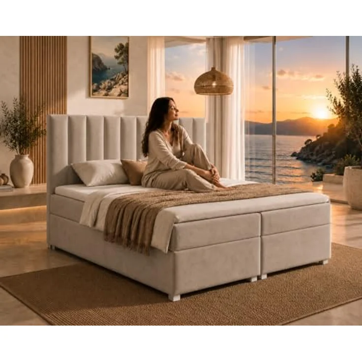 Best for Home Boxspringbett mit Bettkasten Trinity K-10 Bonellfederkern inkl. 7 cm Topper (Bonell-Matratze, gepolstertes Kopfteil, Doppelbett versch. Größen, 140x200 160x200 180x200 200x200 cm), Handwerksqualität, TOP Preis-Leistungs-Verhältnis – Bild 5