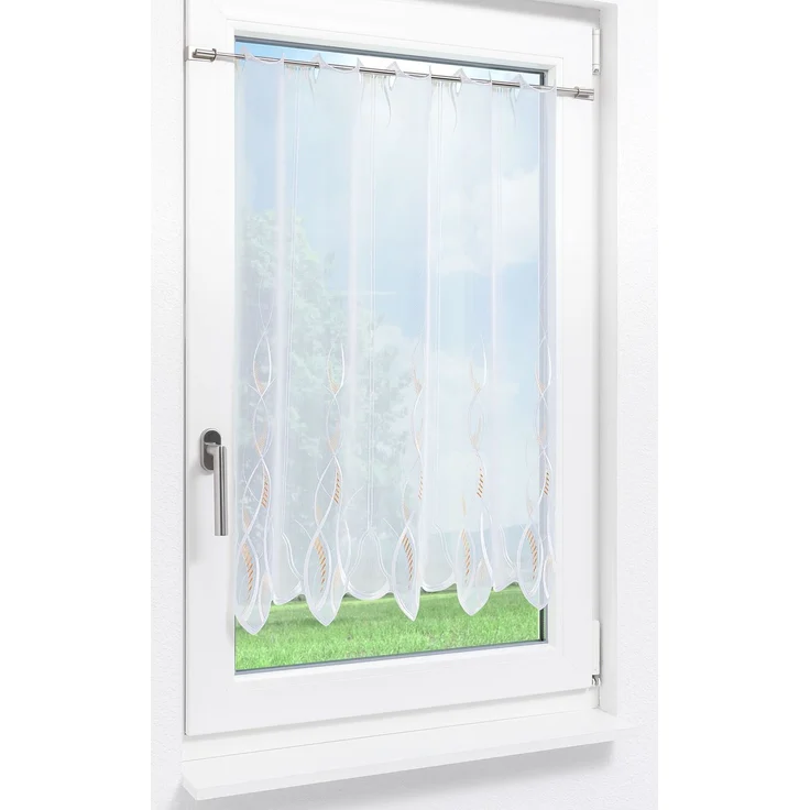 Scheibengardine Plauener Spitze - Melanie #1W (Bx H) 81cm * 90cm pastellorange/Orange – Bild 2