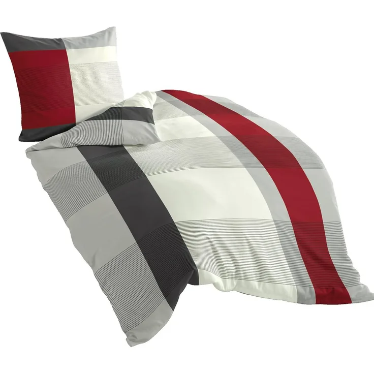 Bierbaum Bettwäsche 4643, Mako-Satin, Made in Germany, grau 14, 135x200 + 80x80 cm