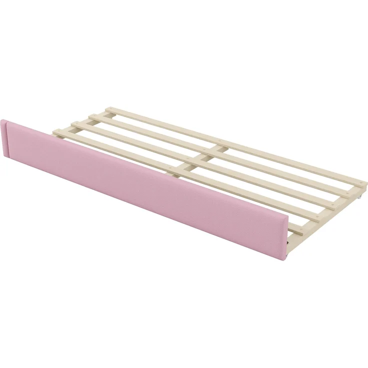 U-life Gepolstertes Tagesbett 90x200 cm mit Ausziehbett, Schreibtisch, USB-Ladestation und LED-Beleuchtung, Rosa – Bild 6