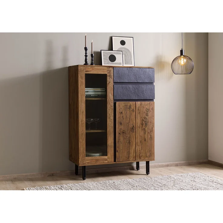 Highboard Sheesham 100x40x135 natur unbehandelt LICHTENBERG #100 – Bild 3