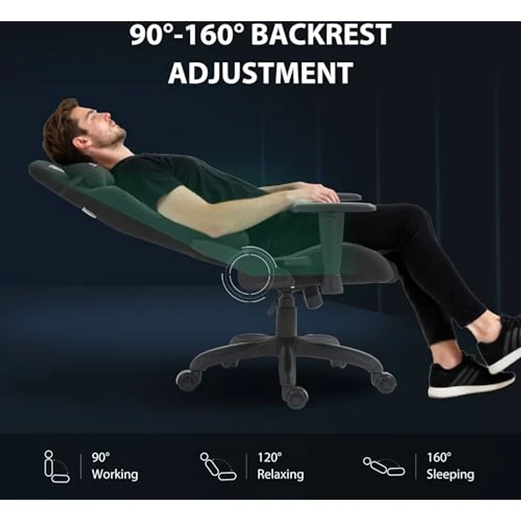 SENSE7 Spellcaster FUKU Gaming Stuhl - Alcantara - Ultimativer Komfort, 160° Neigung, Verstellbare Armlehnen, Atmungsaktiver HR-Schaum - Für Büro oder Gaming, Elegantes Design – Bild 4