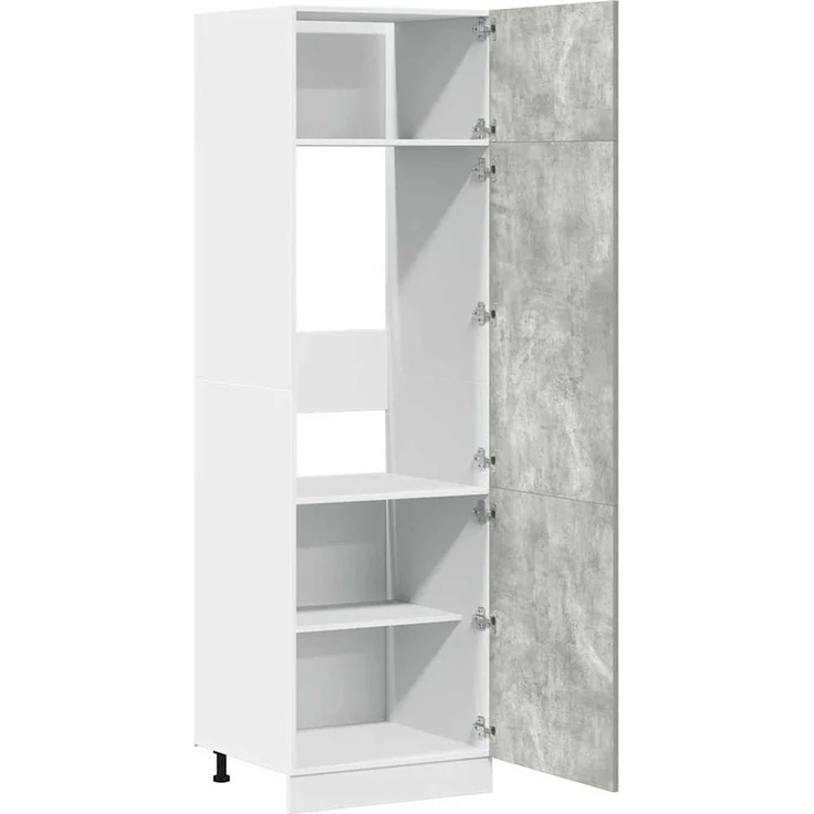 Kühlumbauschrank, Küchenschrank Lyon Betongrau 60 x 57 x 207 cm Holzwerkstoff – Bild 5