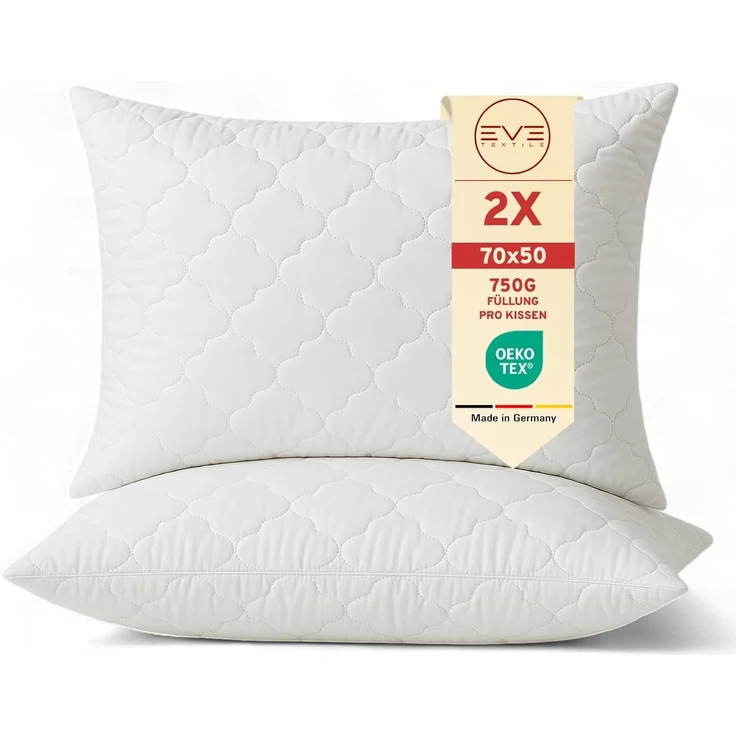 Eve Textile GmbH Kopfkissen Diamond-Plus Steppkissen abnehmbarer Bezug Bettkissen Kissen, Füllung: 100% Mikrosilikonwolle-Polyester, Seitenschläfer, Rückenschläfer, Bauchschläfer, Bettkissen Schlafkissen Kissen Kopfkissen Mikrosilikonwolle