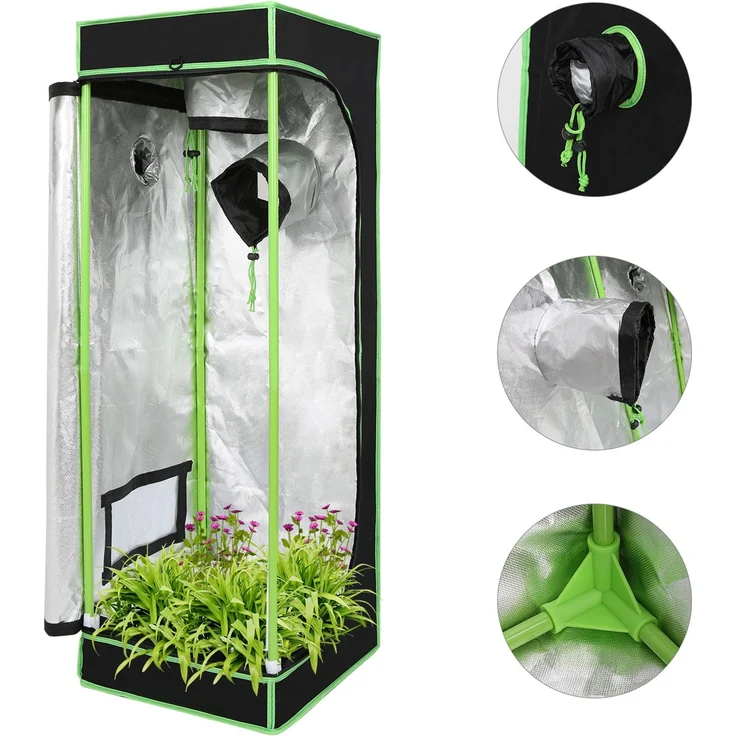 Eikuavons Growbox aus 600D Oxford-Gewebe, reißfest, feuerhemmend, für Kräuter Gemüse und Obst 40x40x120cm, Polyestergewebe, schwarz – Bild 1