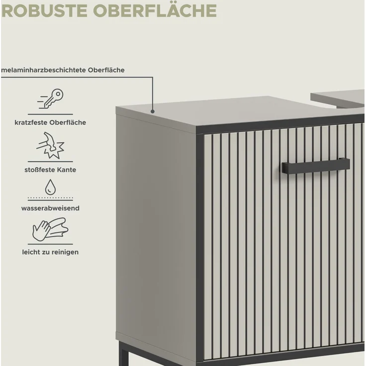 Waschbeckenunterschrank (B/H/T: 80x63x36 cm) in Kaschmir Nachbildung – Bild 9