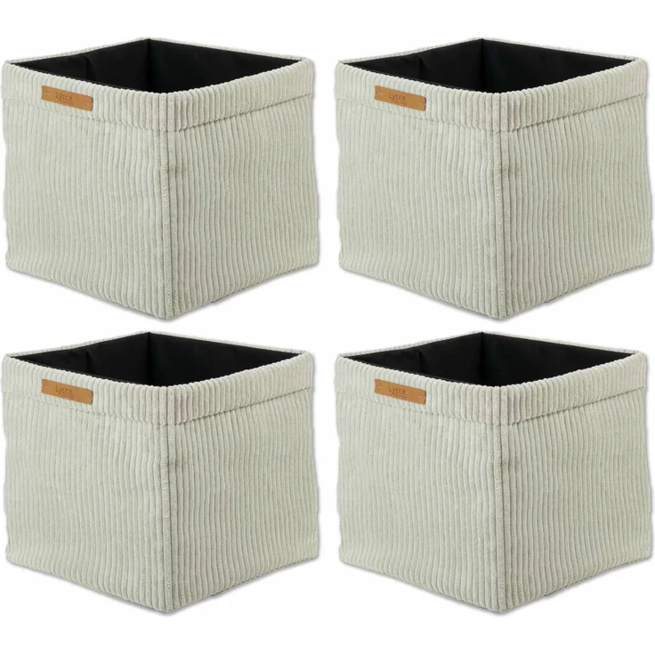 Lycce faltbare Aufbewahrungsbox, 4er Set - Cord, passend für Kallax Regal, abnehmbarer Bezug, robust, formstabil Beige 31x33x33cm – Bild 1