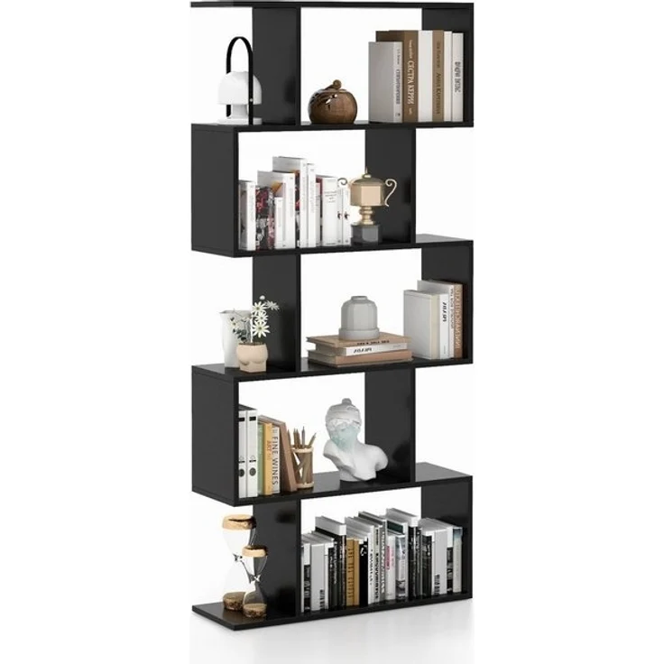 COSTWAY Bücherregal, Raumteiler mit 5 Ebenen, 70 x 23,5 x 158 cm – Bild 4