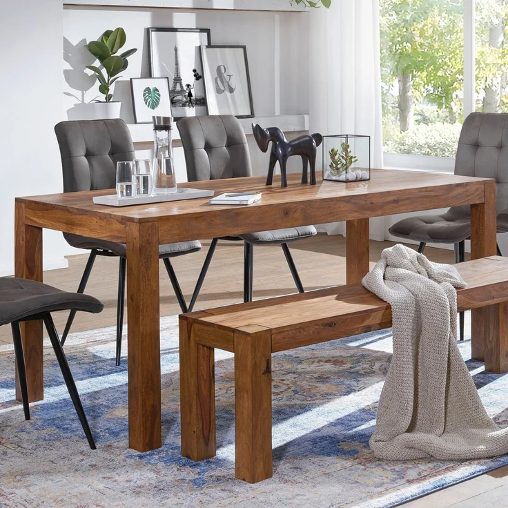 FINEBUY Esstisch FB1487 (180x90x76 cm Massivholz Rechteckig), Esszimmertisch Groß, Küchentisch Esszimmer Modern – Bild 7