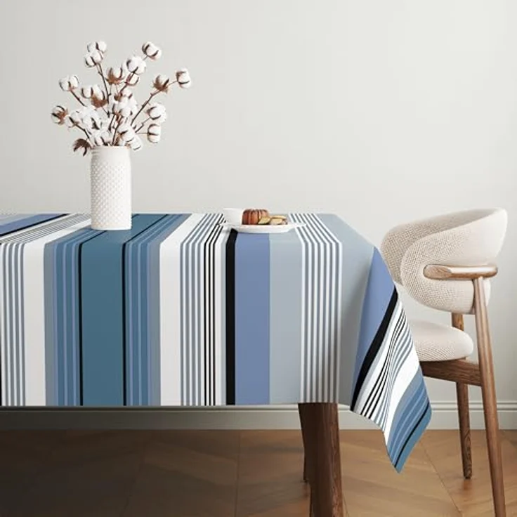 Martina Home Wachstuchtischdecke, wasserdicht, Lugano, Blau, 240 x 140 cm, schmutzabweisend, rechteckig – Bild 4