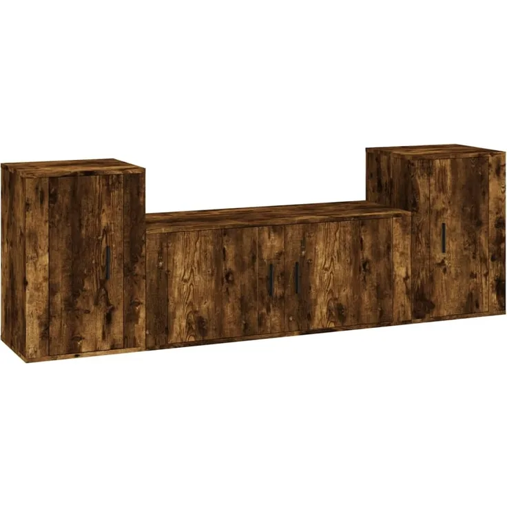 vidaXL 3-tlg. TV-Schrank-Set Räuchereiche Holzwerkstoff 3188515