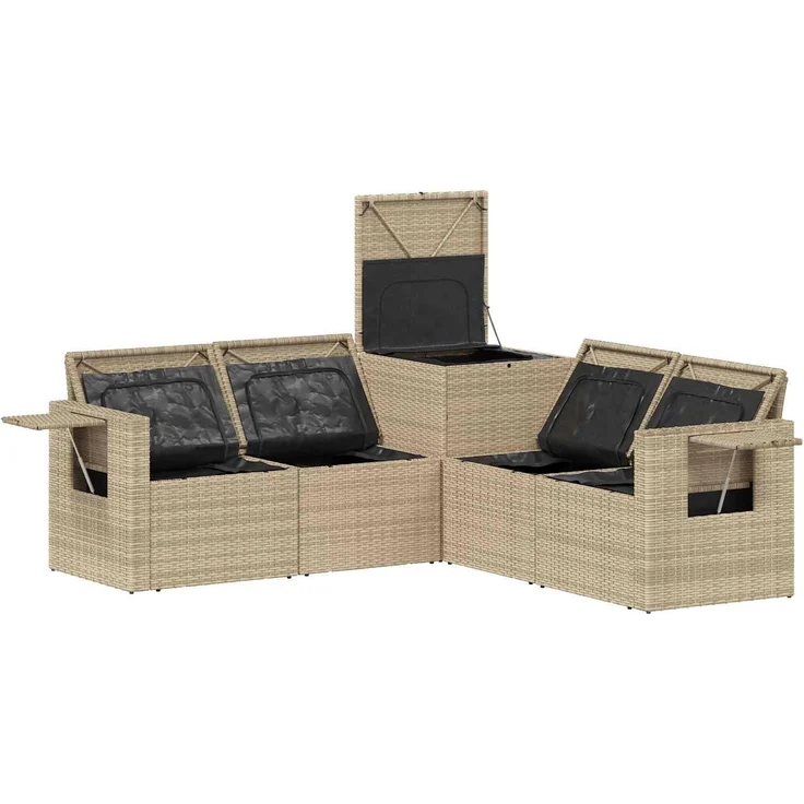 vidaXL Sofa Set 5 stk. Beige und Cremeweiß Polyrattan und Stahl 3447884 – Bild 6